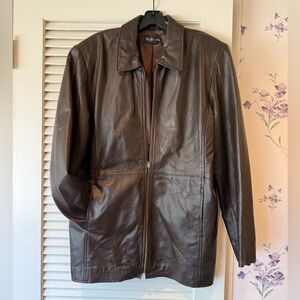 Style & Co. Genuine Chocolate Brown Leather Jacket in Size 16W